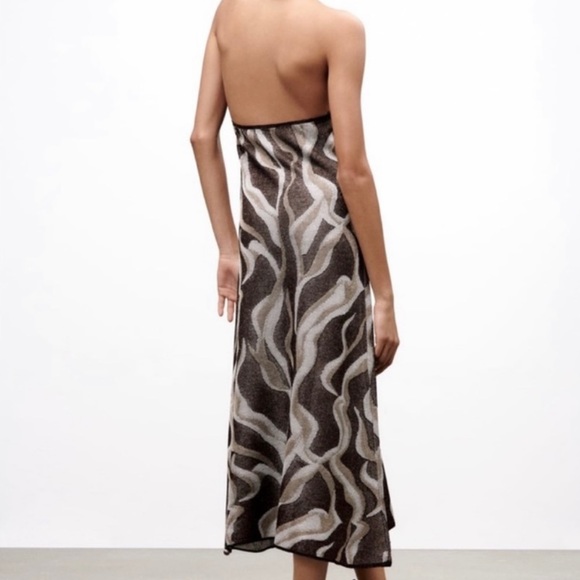 Zara shimmer metallic halter neck dress - Picture 2 of 3